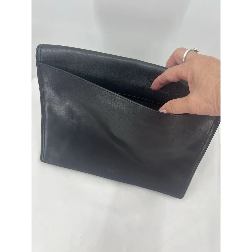 Coach Black Leather Univ Clutch Document Toggle 61987 Unisex Bag Purse